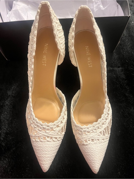 Nine West Shoes - Nine West White Crochet Pointed Pumps